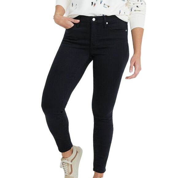 Madewell NWT 9" Mid Rise Skinny Jeans in Lunar Wash Black Size 32 Magic Pockets - Picture 1 of 12